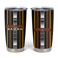 Personalised Salelologa Samoa Tumbler Cup Samoan Tribal Pattern LT05 Black - Polynesian Pride