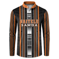 Personalised Vaitele Samoa Button Sweatshirt Samoan Tribal Pattern LT05 Orange - Polynesian Pride