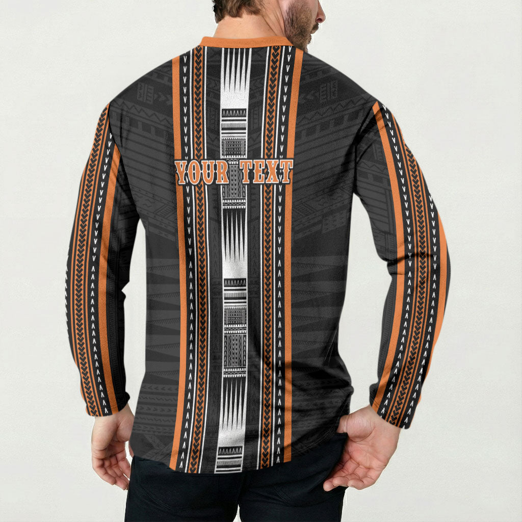 Personalised Vaitele Samoa Button Sweatshirt Samoan Tribal Pattern LT05 - Polynesian Pride