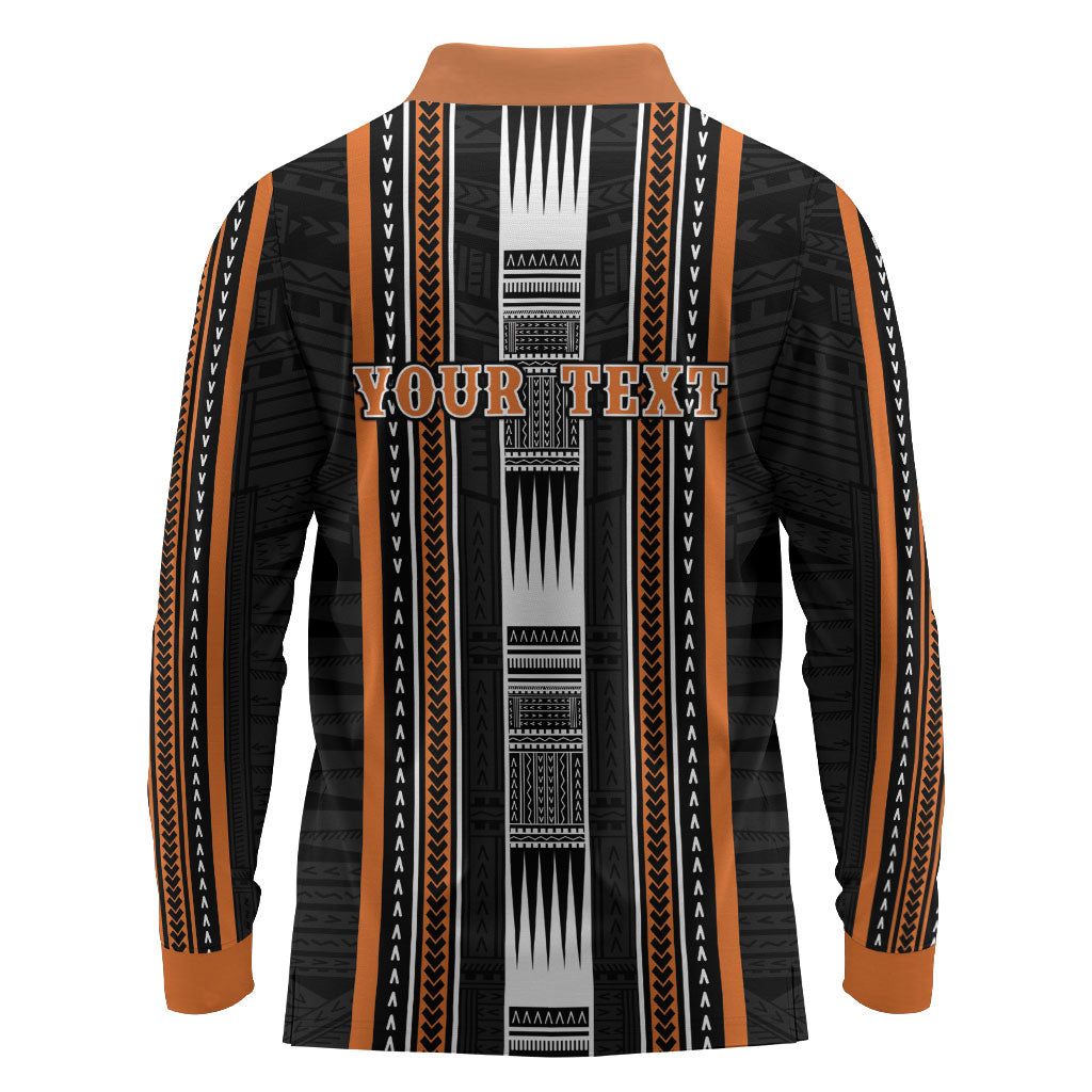 Personalised Vaitele Samoa Long Sleeve Polo Shirt Samoan Tribal Pattern LT05 - Polynesian Pride