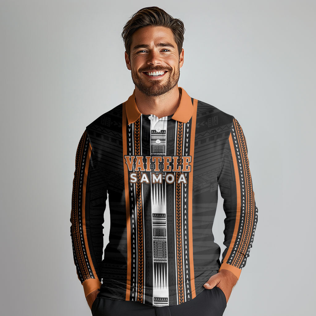 Personalised Vaitele Samoa Long Sleeve Polo Shirt Samoan Tribal Pattern LT05 - Polynesian Pride