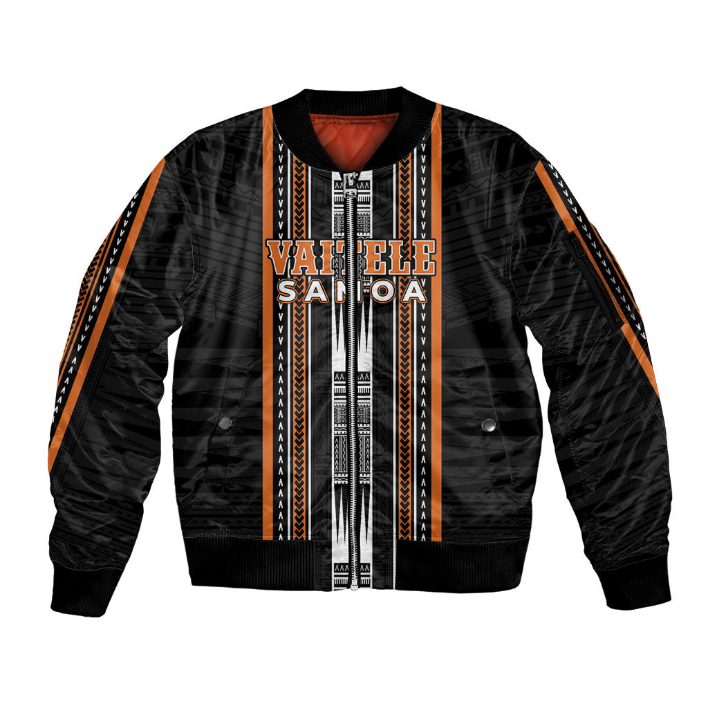 Personalised Vaitele Samoa Sleeve Zip Bomber Jacket Samoan Tribal Pattern LT05 Unisex Orange - Polynesian Pride