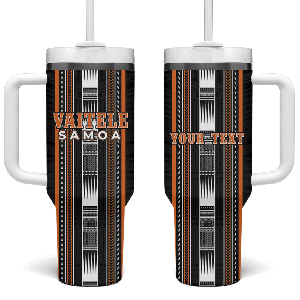 Personalised Vaitele Samoa Tumbler With Handle Samoan Tribal Pattern LT05 One Size: 40 oz Orange - Polynesian Pride