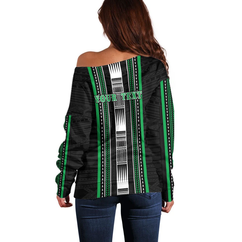 Personalised Siusega Samoa Off Shoulder Sweater Samoan Tribal Pattern LT05 - Polynesian Pride