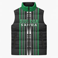 Personalised Siusega Samoa Sleeveless Puffer Jacket Samoan Tribal Pattern LT05 Unisex Green - Polynesian Pride