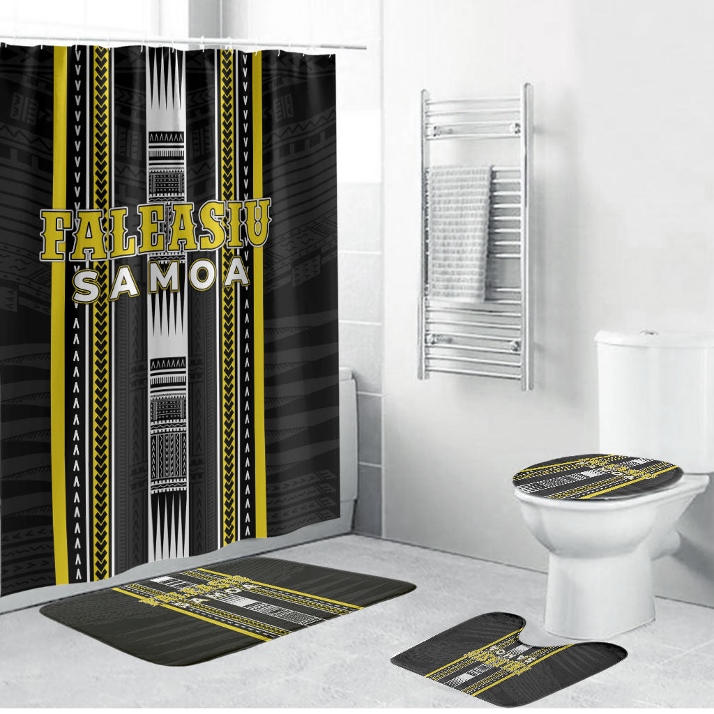 Faleasiu Samoa Bathroom Set Samoan Tribal Pattern LT05 Bathroom Set (4 pcs) Yellow - Polynesian Pride