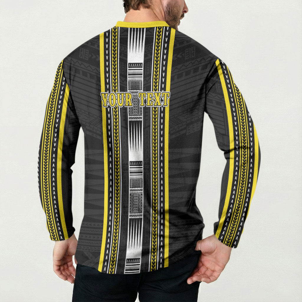 Personalised Faleasiu Samoa Button Sweatshirt Samoan Tribal Pattern LT05 - Polynesian Pride