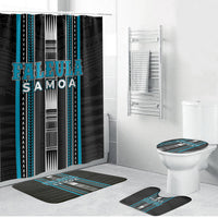 Faleula Samoa Bathroom Set Samoan Tribal Pattern LT05 Bathroom Set (4 pcs) Blue - Polynesian Pride