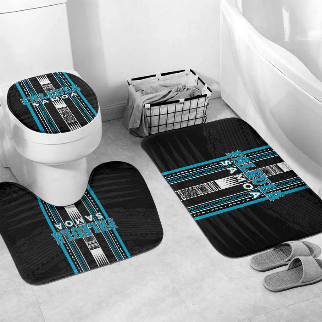 Faleula Samoa Bathroom Set Samoan Tribal Pattern LT05 Mat Set Only (3 pcs) One Size Blue - Polynesian Pride