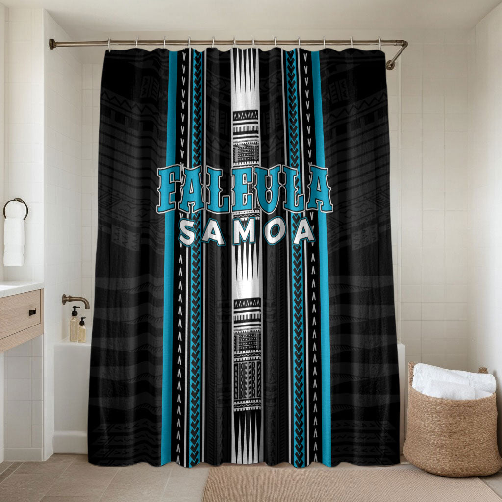 Faleula Samoa Bathroom Set Samoan Tribal Pattern LT05 Shower Curtain Only Blue - Polynesian Pride