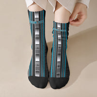 Personalised Faleula Samoa Crew Socks Samoan Tribal Pattern LT05 Crew Socks Blue - Polynesian Pride