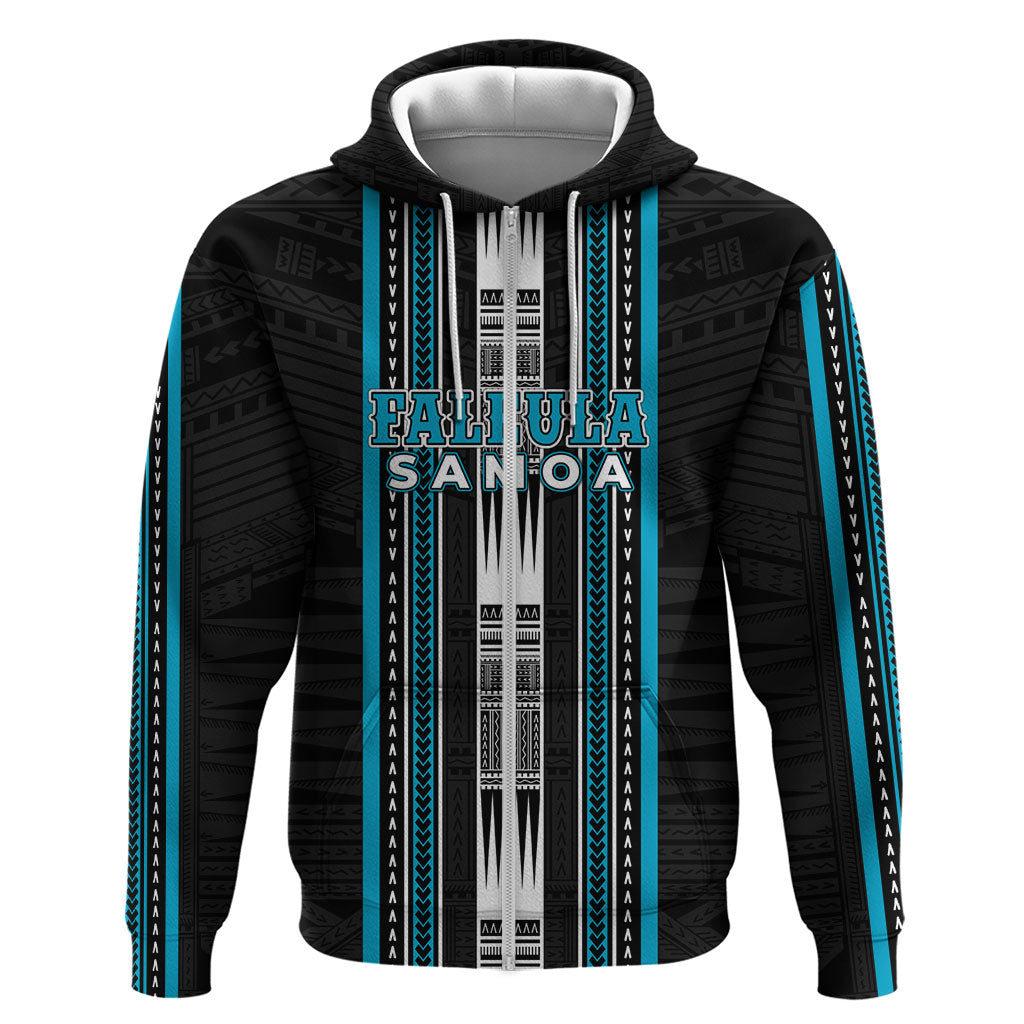 Personalised Faleula Samoa Hoodie Samoan Tribal Pattern LT05 Zip Hoodie Blue - Polynesian Pride
