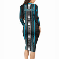 Personalised Faleula Samoa Long Sleeve Bodycon Dress Samoan Tribal Pattern LT05 - Polynesian Pride