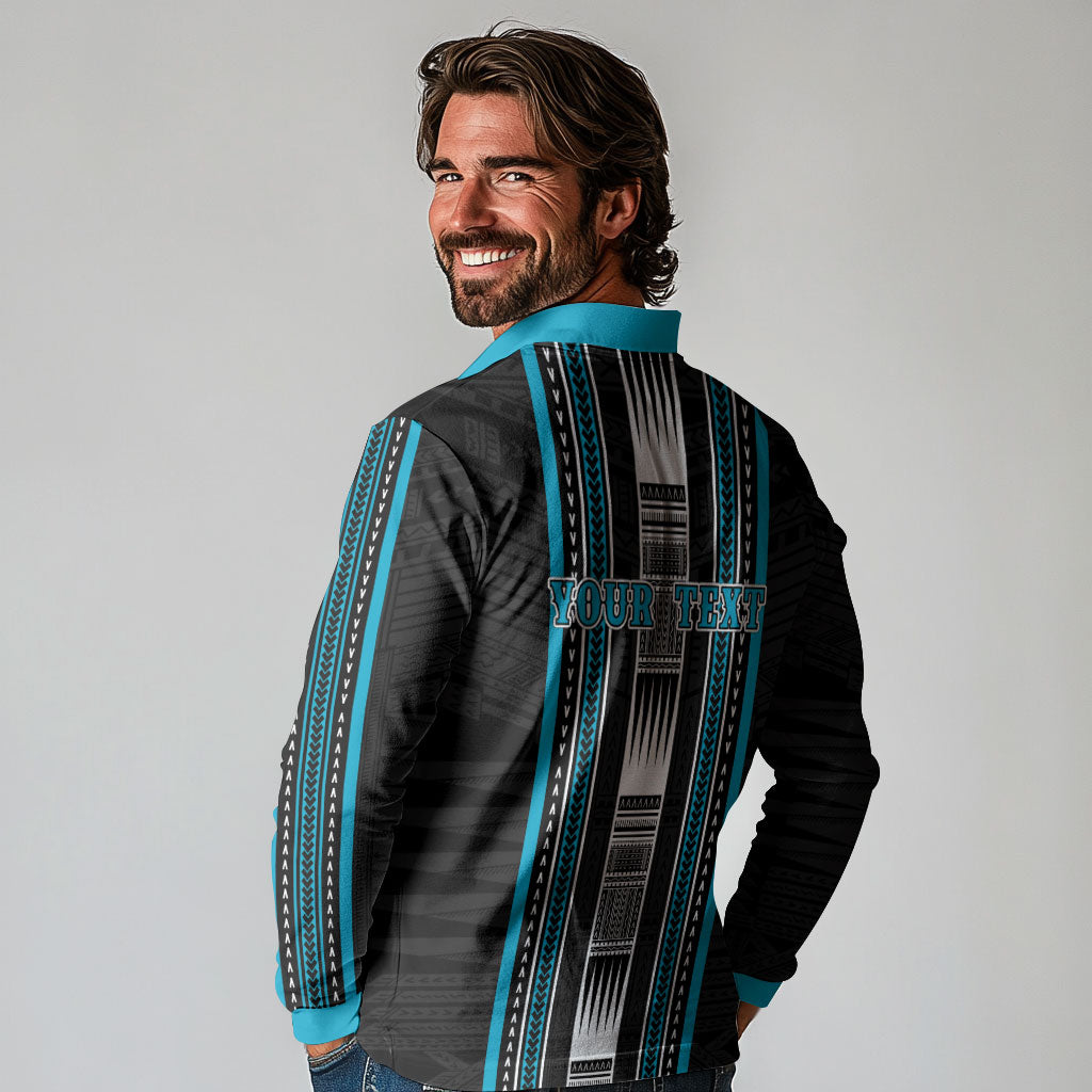 Personalised Faleula Samoa Long Sleeve Polo Shirt Samoan Tribal Pattern LT05 - Polynesian Pride