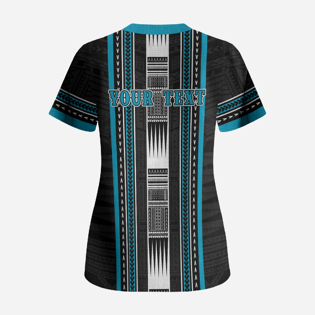 Personalised Faleula Samoa Scrub Top Samoan Tribal Pattern LT05 - Polynesian Pride