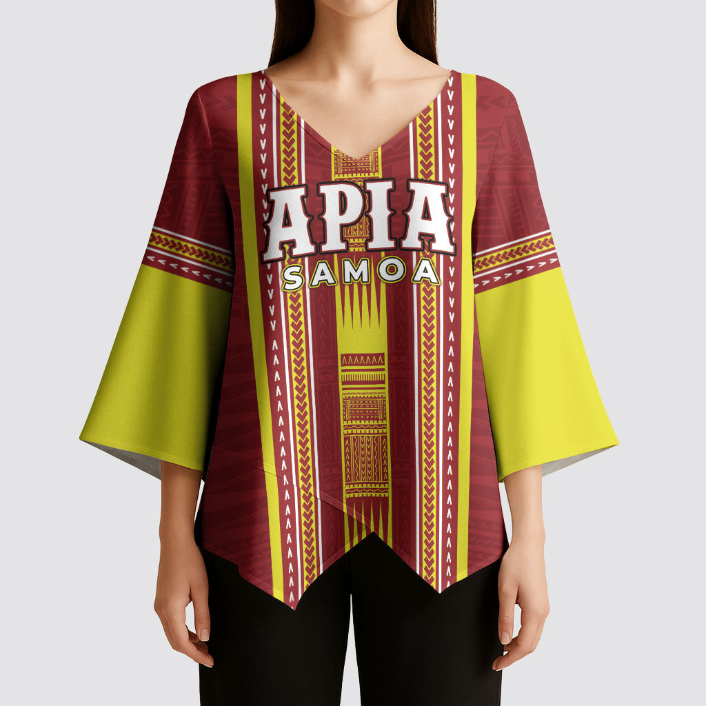 Personalised Apia Samoa Kimono Sleeve Blouse Samoan Tribal Pattern LT05 - Polynesian Pride