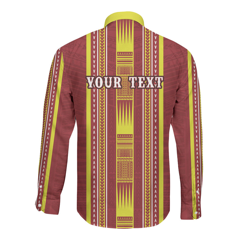 Personalised Apia Samoa Long Sleeve Button Shirt Samoan Tribal Pattern LT05 - Polynesian Pride