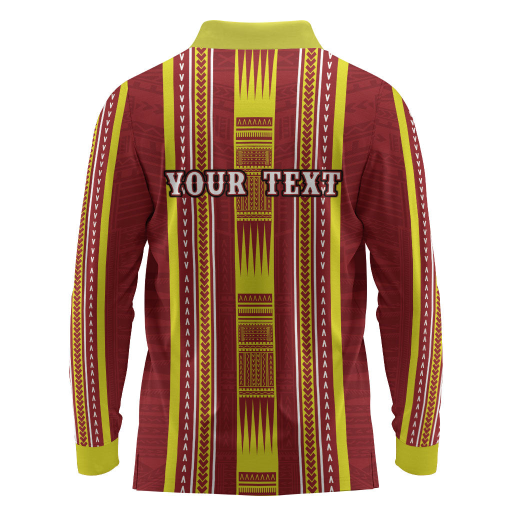 Personalised Apia Samoa Long Sleeve Polo Shirt Samoan Tribal Pattern LT05 - Polynesian Pride