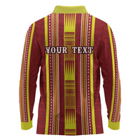 Personalised Apia Samoa Long Sleeve Polo Shirt Samoan Tribal Pattern LT05 - Polynesian Pride