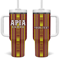 Personalised Apia Samoa Tumbler With Handle Samoan Tribal Pattern LT05 One Size: 40 oz Red - Polynesian Pride