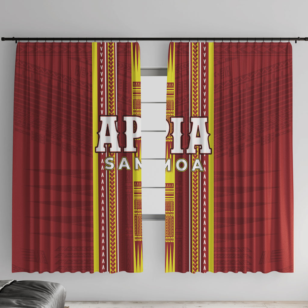 Apia Samoa Window Curtain Samoan Tribal Pattern LT05 With Hooks Red - Polynesian Pride