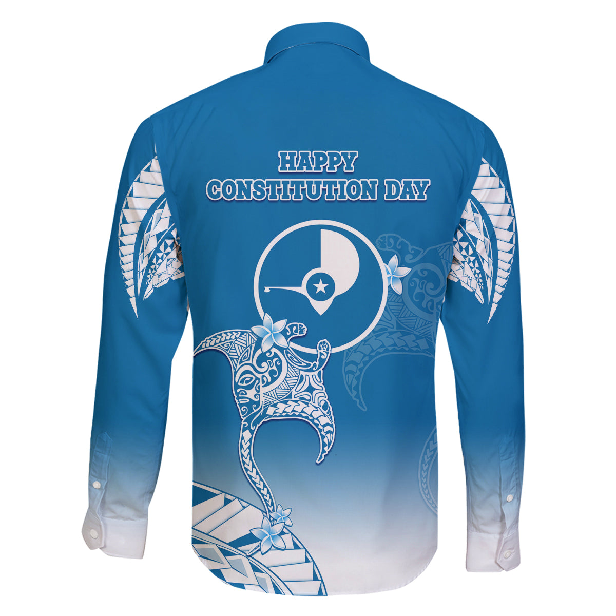 FSM Yap Constitution Day Family Matching Off Shoulder Long Sleeve Dress and Hawaiian Shirt Polynesian Batoids LT05 - Polynesian Pride