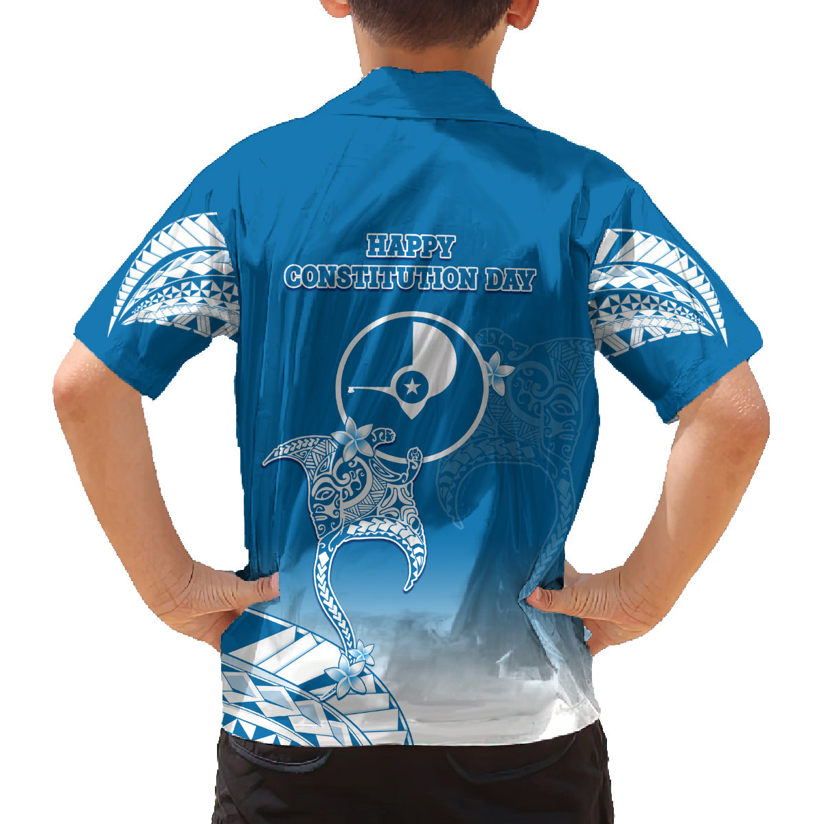 FSM Yap Constitution Day Family Matching Off Shoulder Maxi Dress and Hawaiian Shirt Polynesian Batoids LT05 - Polynesian Pride
