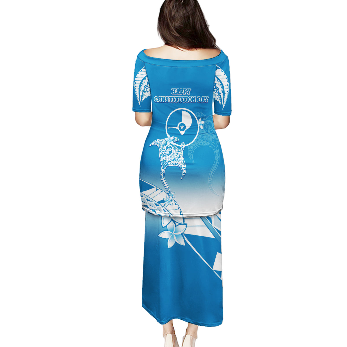 FSM Yap Constitution Day Family Matching Puletasi Dress and Hawaiian Shirt Polynesian Batoids LT05 - Polynesian Pride