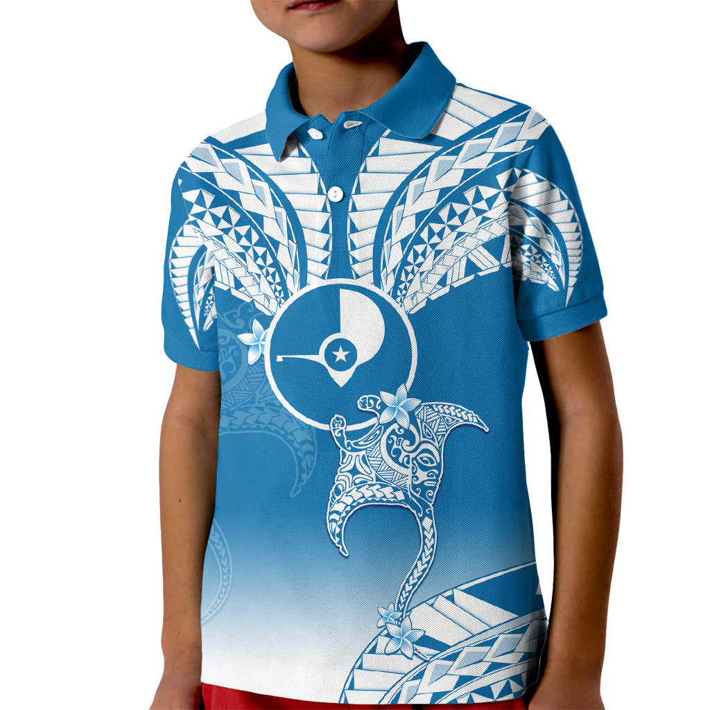 FSM Yap Constitution Day Kid Polo Shirt Polynesian Batoids LT05 Kid Blue - Polynesian Pride