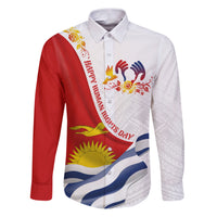 Personalised Kiribati Human Rights Day Family Matching Puletasi Dress and Hawaiian Shirt Polynesian Style LT05 Dad's Shirt - Long Sleeve White - Polynesian Pride