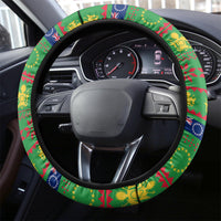 Cook Islands Christmas Steering Wheel Cover Santa Coat Of Arms Meri Kiritimiti LT05 - Polynesian Pride