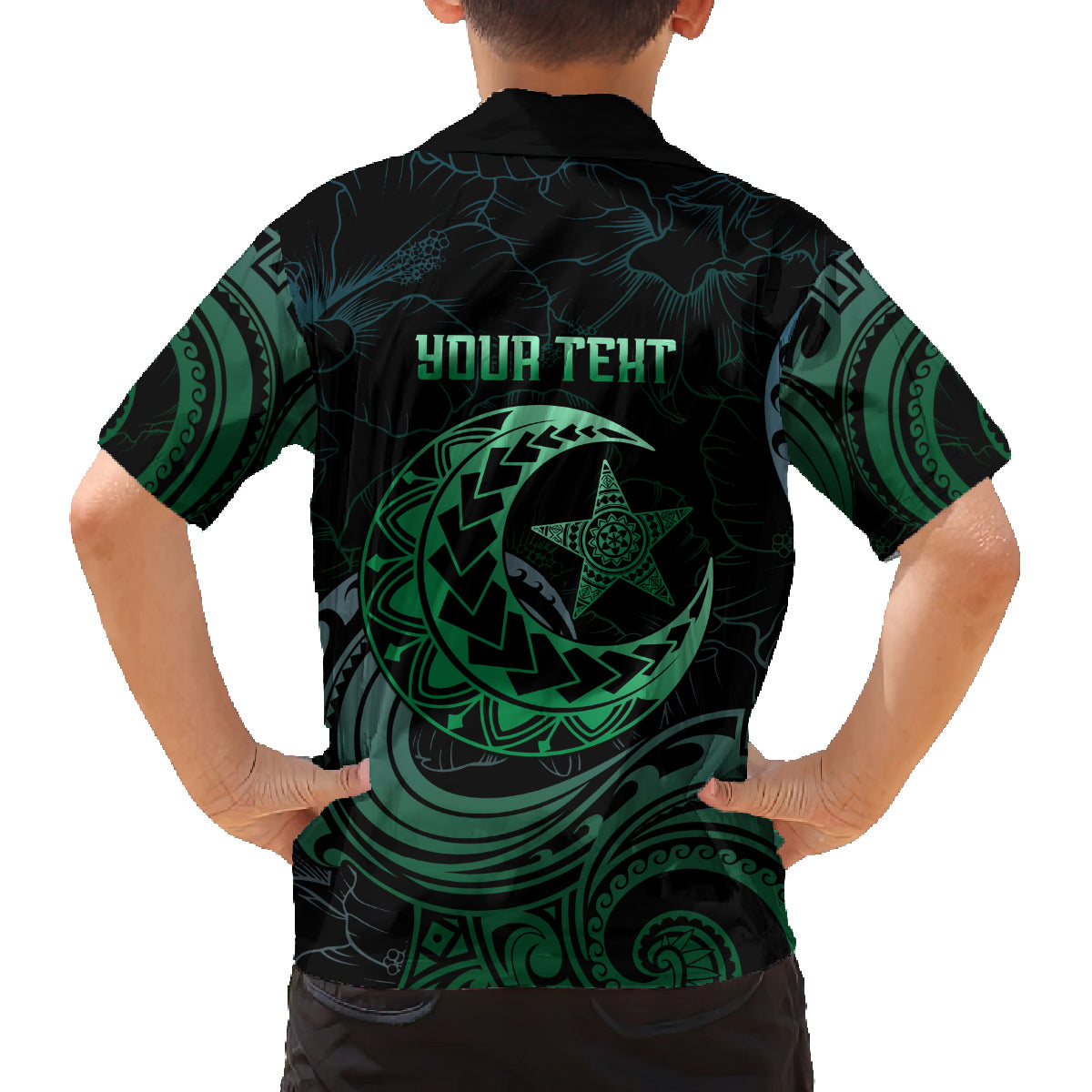 Personalised Polynesia Family Matching Long Sleeve Bodycon Dress and Hawaiian Shirt With Islam Crescent And Star LT05 - Polynesian Pride