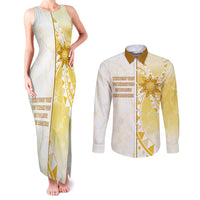 Personalised Polynesia Couples Matching Tank Maxi Dress and Long Sleeve Button Shirt Bahai Faith Symbol LT05 Yellow - Polynesian Pride