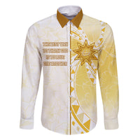 Personalised Polynesia Family Matching Off Shoulder Maxi Dress and Hawaiian Shirt Bahai Faith Symbol LT05 Dad's Shirt - Long Sleeve Yellow - Polynesian Pride