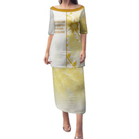 Personalised Polynesia Family Matching Puletasi Dress and Hawaiian Shirt Bahai Faith Symbol LT05 Mom's Dress Yellow - Polynesian Pride