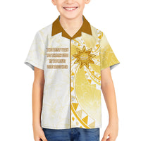 Personalised Polynesia Family Matching Tank Maxi Dress and Hawaiian Shirt Bahai Faith Symbol LT05 Son's Shirt Yellow - Polynesian Pride