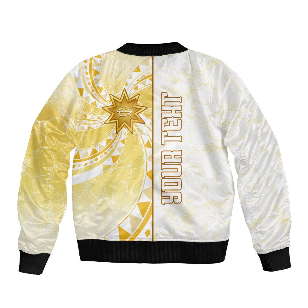Personalised Polynesia Sleeve Zip Bomber Jacket Bahai Faith Symbol LT05 - Polynesian Pride