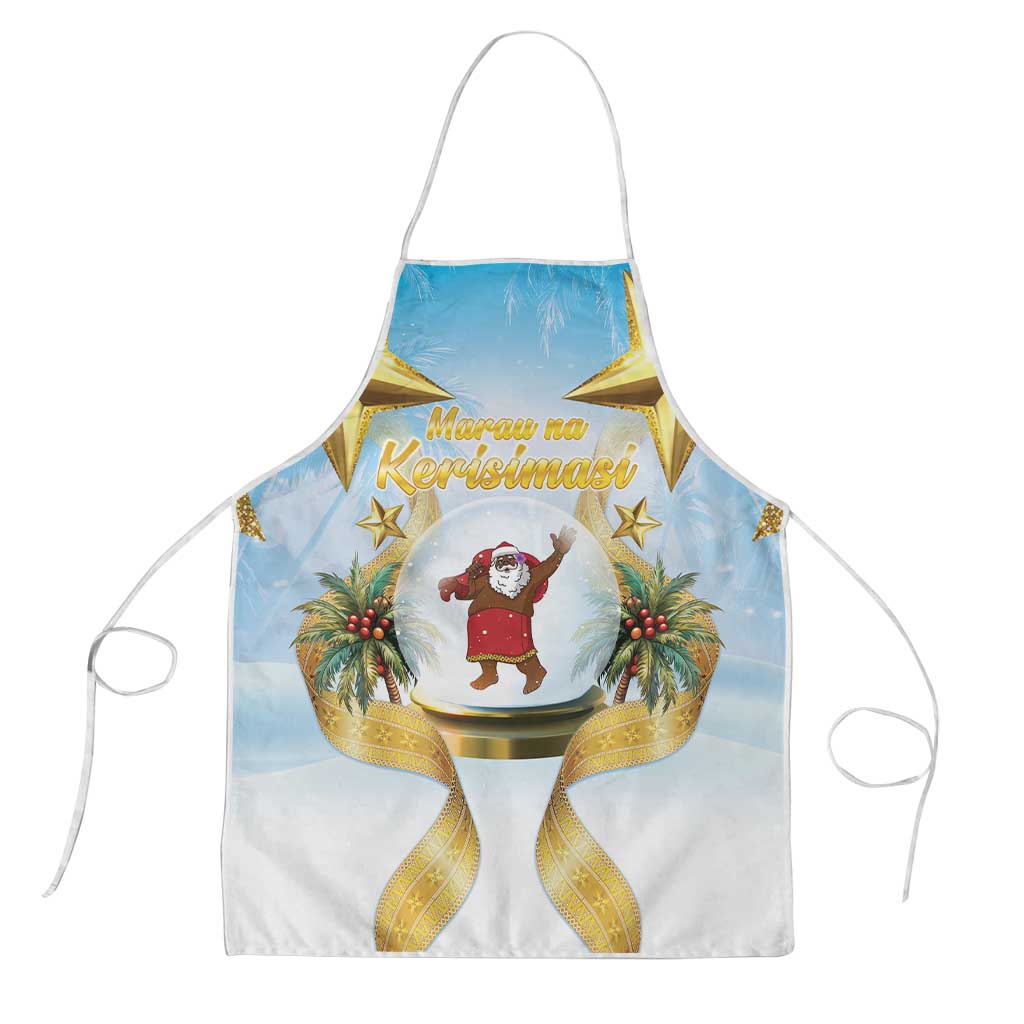 Fiji Christmas Apron Snow Globe With Fijian Santa LT05 Blue - Polynesian Pride