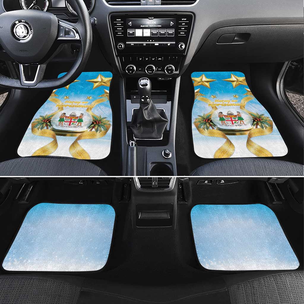 Fiji Christmas Car Mats Snow Globe With Fijian Santa LT05