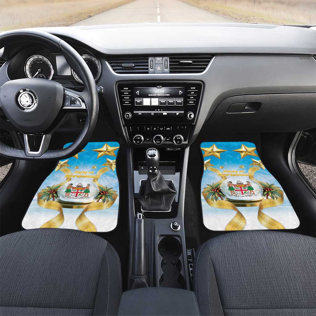 Fiji Christmas Car Mats Snow Globe With Fijian Santa LT05