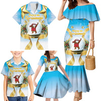 Fiji Christmas Family Matching Mermaid Dress and Hawaiian Shirt Snow Globe With Fijian Santa LT05 - Polynesian Pride