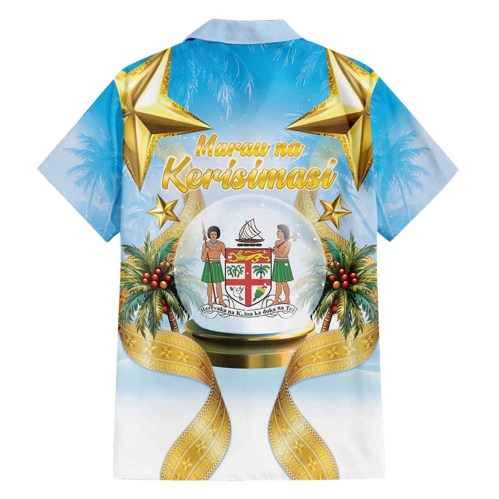 Fiji Christmas Family Matching Off Shoulder Short Dress and Hawaiian Shirt Snow Globe With Fijian Santa LT05 - Polynesian Pride