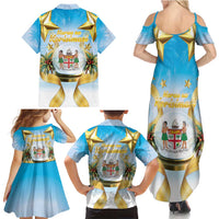 Fiji Christmas Family Matching Summer Maxi Dress and Hawaiian Shirt Snow Globe With Fijian Santa LT05 - Polynesian Pride