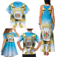 Fiji Christmas Family Matching Tank Maxi Dress and Hawaiian Shirt Snow Globe With Fijian Santa LT05 - Polynesian Pride