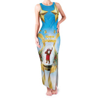 Fiji Christmas Family Matching Tank Maxi Dress and Hawaiian Shirt Snow Globe With Fijian Santa LT05 Mom's Dress Blue - Polynesian Pride