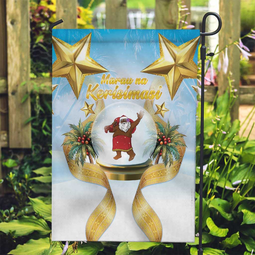 Fiji Christmas Garden Flag Snow Globe With Fijian Santa LT05 Garden Flag Blue - Polynesian Pride