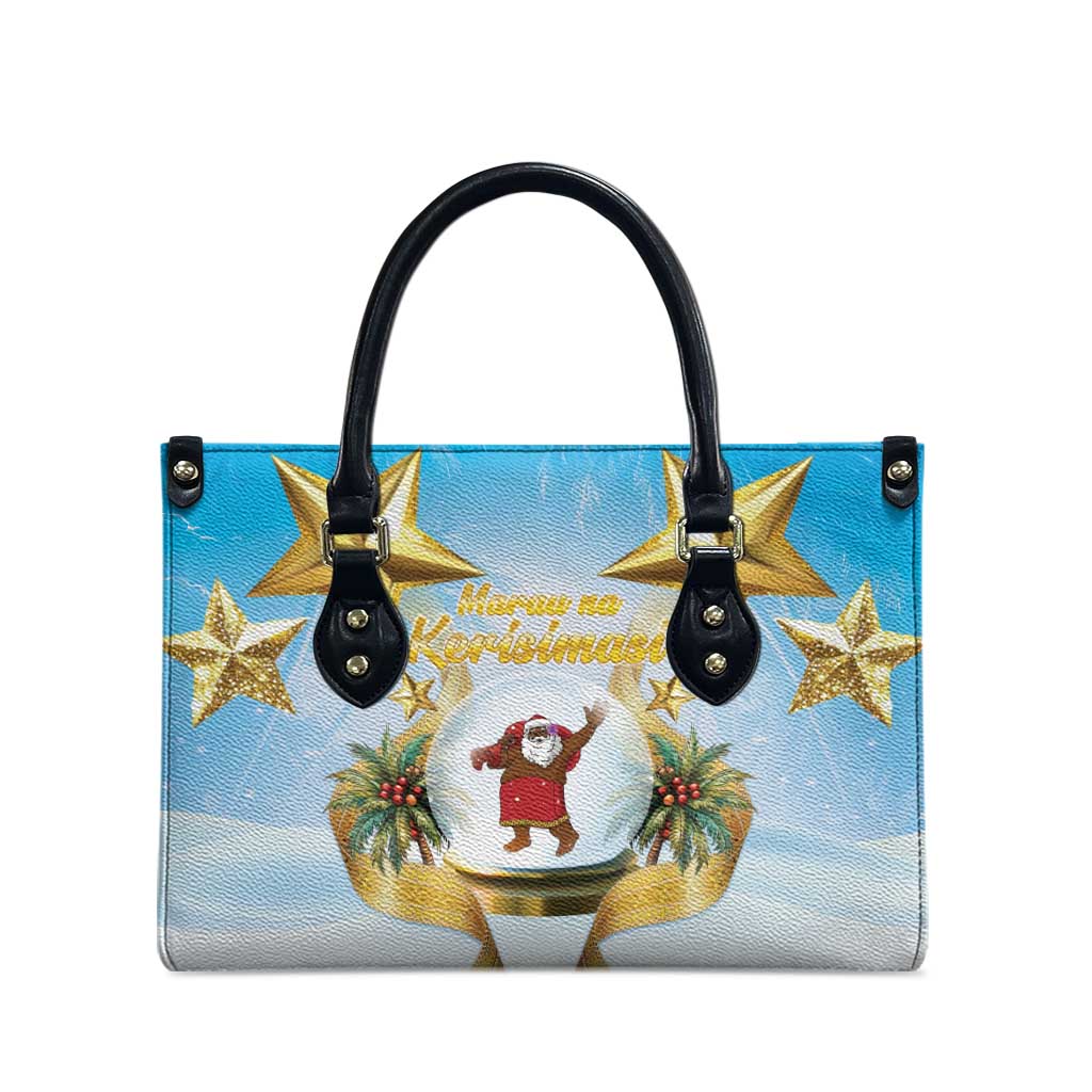 Fiji Christmas Leather Bag Snow Globe With Fijian Santa LT05 - Polynesian Pride