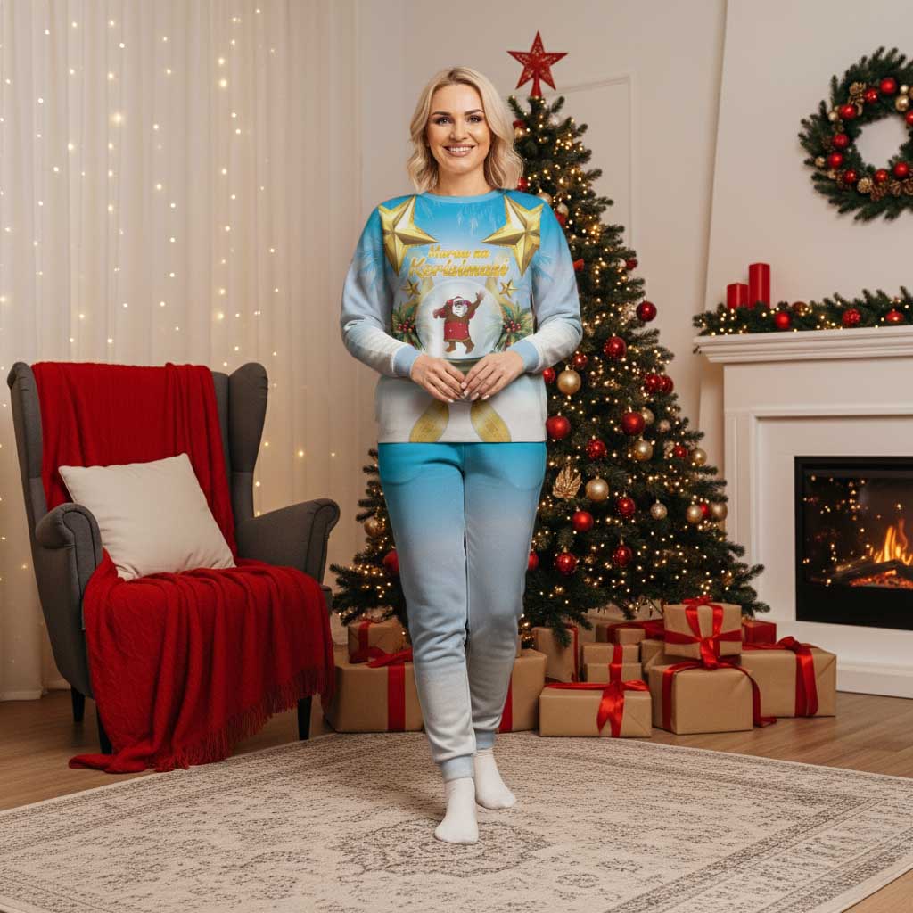 Fiji Christmas Pajama Set Snow Globe With Fijian Santa - Polynesian Pride