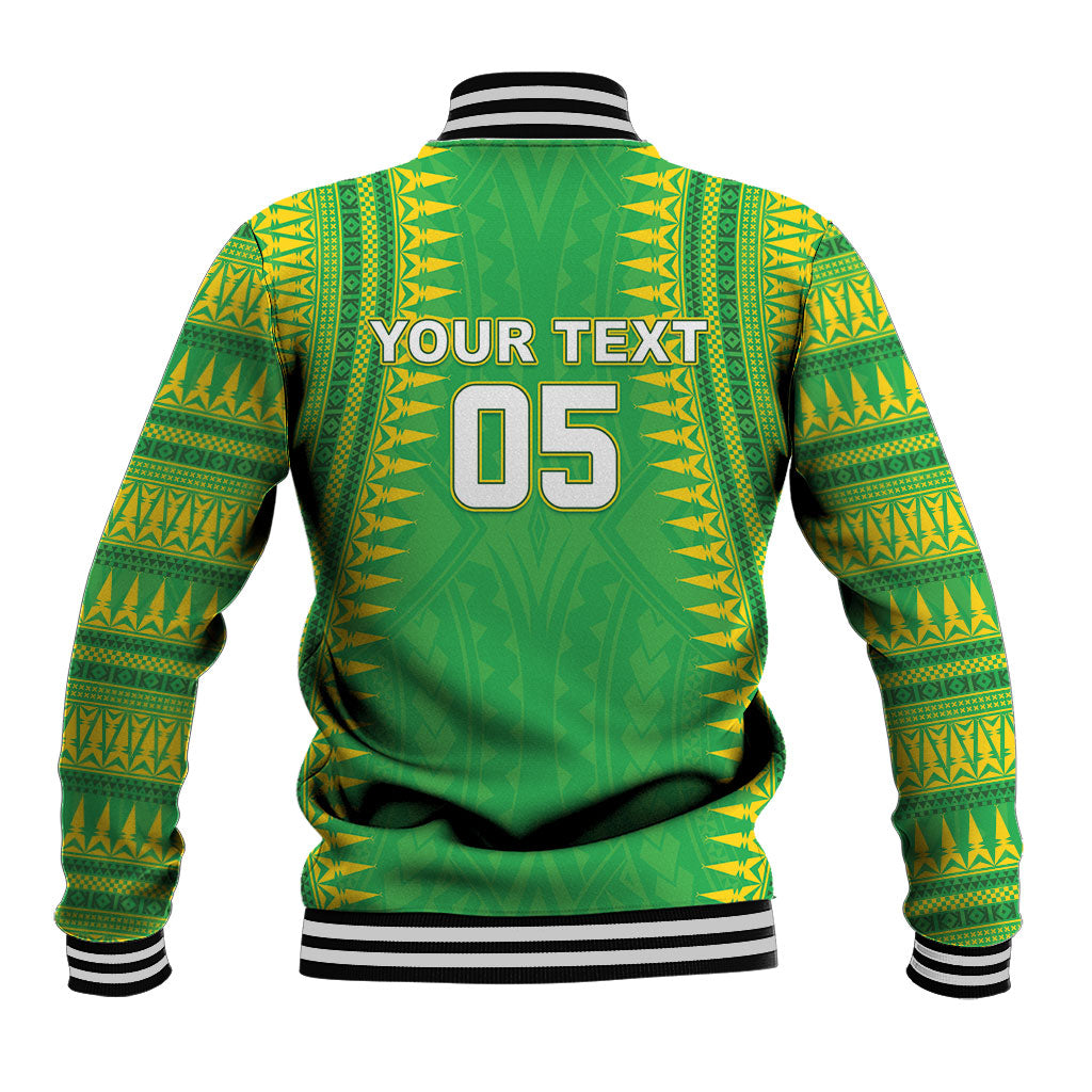 Cook Islands Rugby Custom Baseball Jacket Kuki Tribal Pattern Green Version LT05 - Polynesian Pride