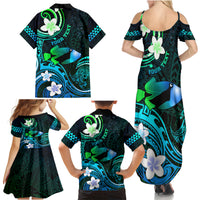 Personalised Hawaii Humuhumu Reef Triggerfish Family Matching Summer Maxi Dress and Hawaiian Shirt Turquoise With Plumeria LT05 - Polynesian Pride